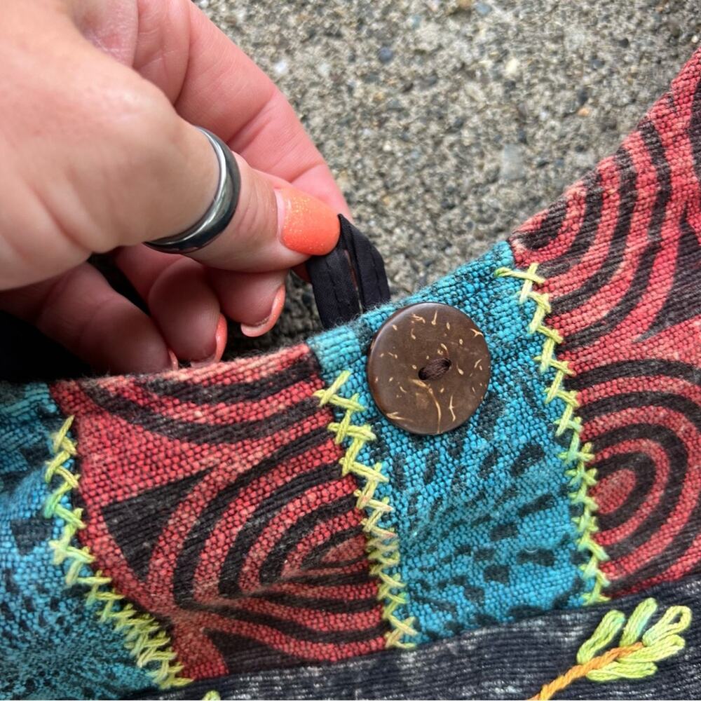 Boho Hippie Razor Cut Patchwork Flower Power Shou… - image 4